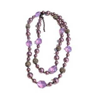 Elegant Purple Beaded Necklace Premier Designs Long Glass Beaded Statement Piece